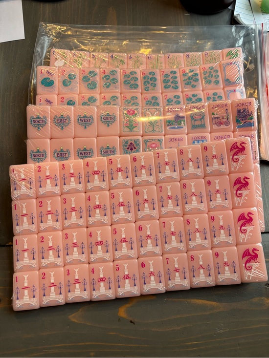 Other - Pink Mahjong Tile Set - Decorative Game Tiles